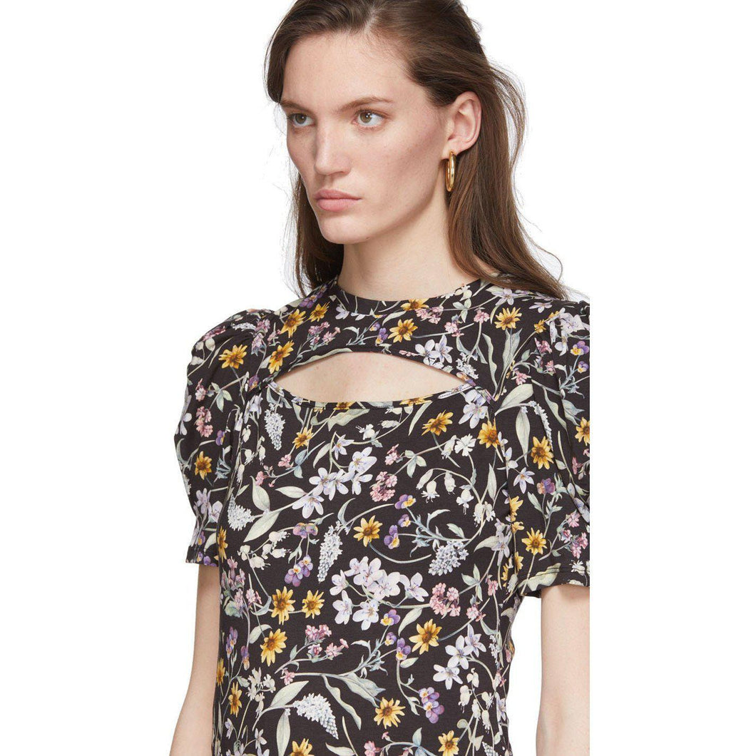 Les Reveries Black Floral Cut-Out T-Shirt - T-shirt T-shirt de découpage floral noir les - Les Reveries 블랙 플로랄 컷 아웃 티셔츠