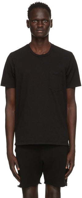 Les Tien Black Heavyweight Classic Pocket T-Shirt - T-shirt de poche classique des poids lourds Les Tien - 레티엔 블랙 헤비급 고전 포켓 티셔츠