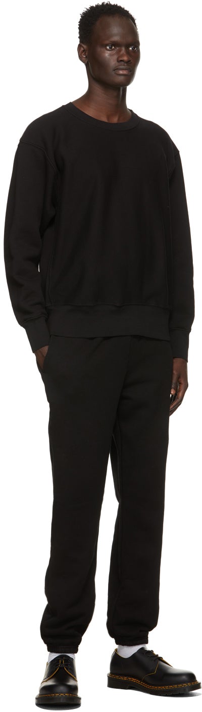 Les Tien Black Heavyweight Crop Sweatshirt