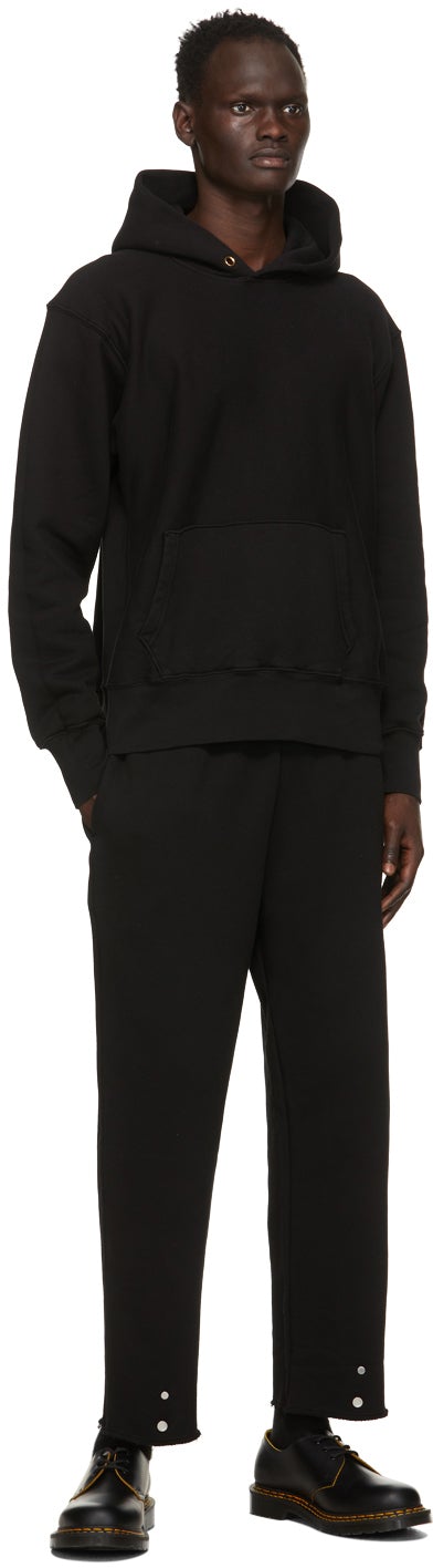 Les Tien Black Heavyweight Front Snap Lounge Pants