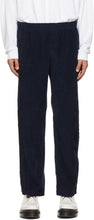 Les Tien Navy Oversized Corduroy Trousers - Pantalon velours côtelé surdimensionné Les Tien - Les Tien Navy 대형 코듀로이 바지