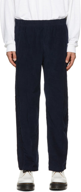 Les Tien Navy Oversized Corduroy Trousers - Pantalon velours côtelé surdimensionné Les Tien - Les Tien Navy 대형 코듀로이 바지