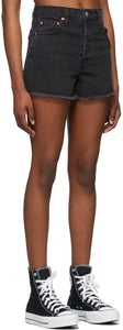 Levi's Black Denim Ribcage Shorts