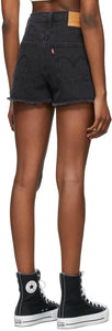 Levi's Black Denim Ribcage Shorts