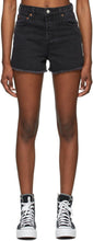 Levi's Black Denim Ribcage Shorts - Shorts de rubûterie en jean noir de Levi - Levi의 블랙 데님 흉부 반바지