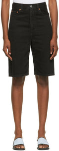 Levi's Black High Loose Bermuda Shorts - Short de bermudes hauts lâches de Levi - Levi의 검은 높은 느슨한 버뮤다 반바지