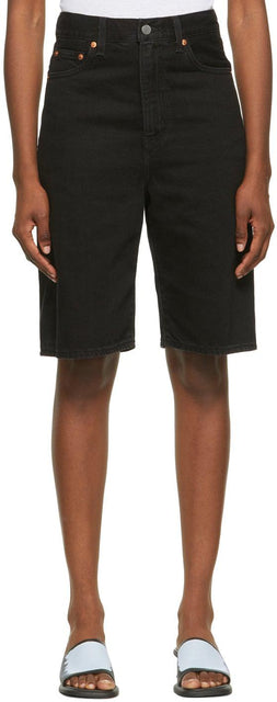 Levi's Black High Loose Bermuda Shorts - Short de bermudes hauts lâches de Levi - Levi의 검은 높은 느슨한 버뮤다 반바지