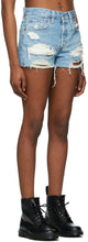 Levi's Blue Denim Ripped 501 Original Shorts