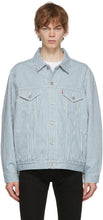 Levi's Blue Denim Stripe Vintage Fit Trucker - Levi's Blue Denim Stripe Trucker Vintage Trucker - 레비의 블루 데님 스트라이프 빈티지 맞는 트럭 운전사