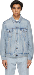 Levi's Blue Denim Vintage Fit Trucker Jacket - Veste de camionneur Vintage en denim bleu de Levi - 레비의 블루 데님 빈티지 맞는 트럭 재킷