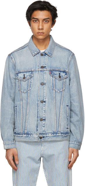 Levi's Blue Denim Vintage Fit Trucker Jacket - Veste de camionneur Vintage en denim bleu de Levi - 레비의 블루 데님 빈티지 맞는 트럭 재킷