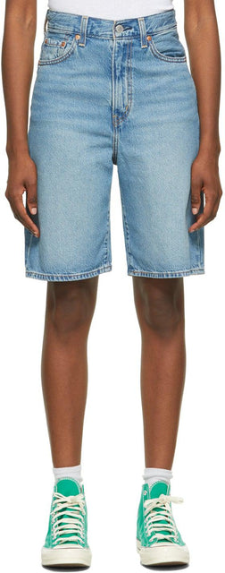 Levi's Blue High Loose Bermuda Shorts - Shorts de Bermudes Bleues Lâches de Lévi - Levi의 푸른 높은 느슨한 버뮤다 반바지