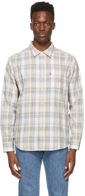 Levi's Multicolor Plaid Sunset One Pocket Shirt - Chemise de poche à carreaux à carreaux multiples de Levi - Levi의 여러 가지 빛깔의 체크 무늬 일몰 원 포켓 셔츠