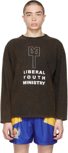 Liberal Youth Ministry Black Faded Logo Long Sleeve T-Shirt - T-shirt à manches longues à manches longues libérales - 자유주의 청소년 사역 블랙 퇴색 로고 긴 소매 티셔츠