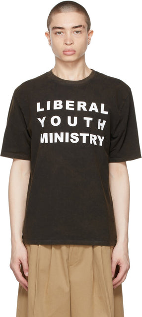 Liberal Youth Ministry Black Faded Logo T-Shirt - T-shirt logo fané noir de la jeunesse libérale - 자유주의 청소년 사역 블랙 퇴색 한 로고 티셔츠