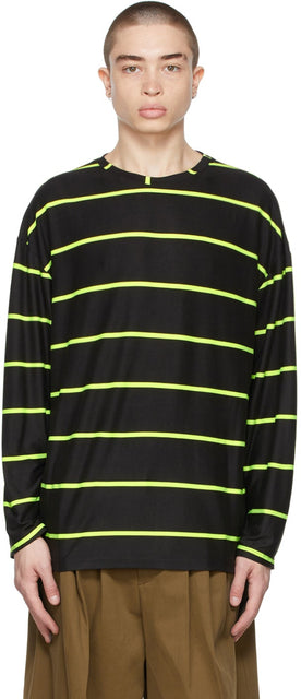 Liberal Youth Ministry Black Neon Stripe Long Sleeve T-Shirt - T-shirt à manches longues à manches longues du ministère de la jeunesse libérale - 자유주의 청소년 사역 블랙 네온 스트라이프 긴 소매 티셔츠