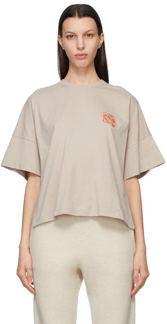 Loewe Beige Oversized Anagram T-Shirt - T-shirt anagramme surdimensionné de Loewe beige - Loewe 베이지 색 대형 anagram 티셔츠
