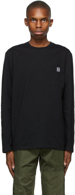 Loewe Black Anagram Long Sleeve T-Shirt - T-shirt à manches longues en Anagram noir Loewe - Loewe 검은 아나그램 긴 소매 티셔츠