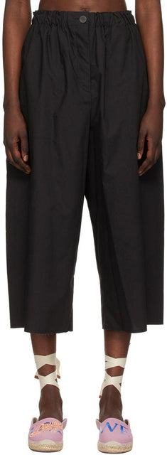 Loewe Black Cropped Elasticated Trousers - Pantalon élastiqué recadré noir Loewe - Loewe 검은 색을 자른 바지를 자른 바지