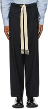 Loewe Black Wool Drawstring Trousers - Pantalon de cordon de laine noir Loewe - Loewe 검은 양모 Drawstring 바지