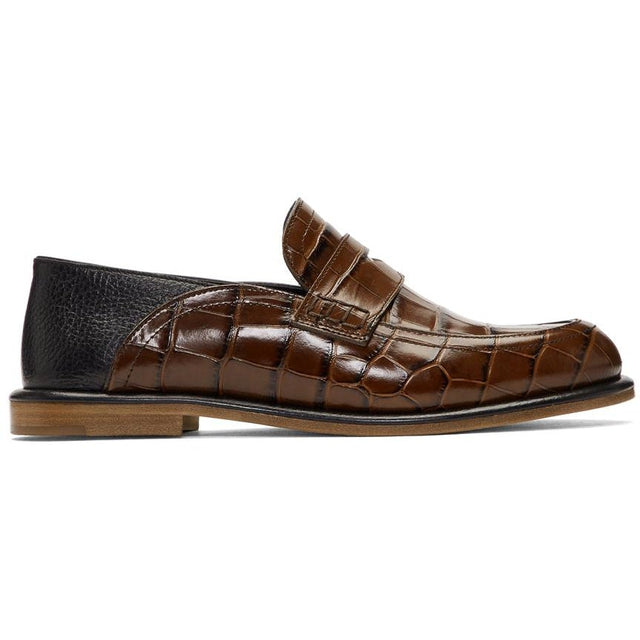 Loewe Brown Croc Slip-On Loafers - Loewe Brown Croco SloFers Mocassins - Loewe Brown Croc Slip-on Lofers.