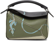 Loewe Green Paula's Ibiza Mini Lizard Puzzle Bag