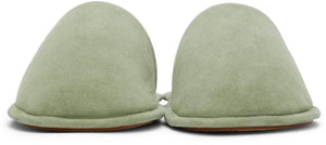 Loewe Green Suede Logo Slippers