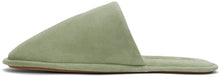 Loewe Green Suede Logo Slippers