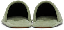 Loewe Green Suede Logo Slippers
