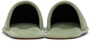 Loewe Green Suede Logo Slippers