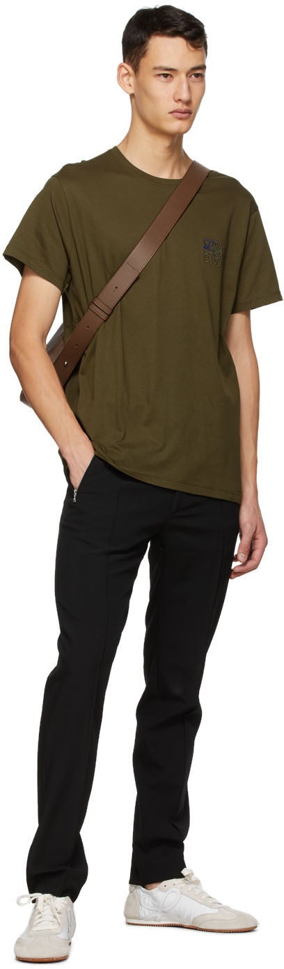 Loewe Khaki Anagram Embroidered T-Shirt