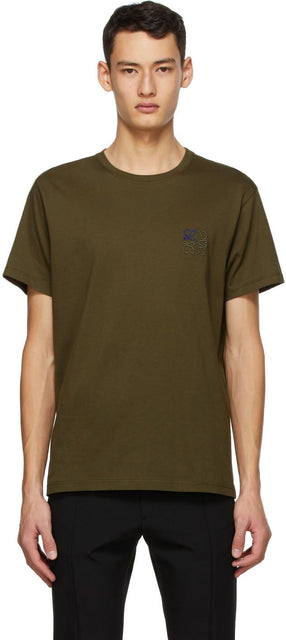 Loewe Khaki Anagram Embroidered T-Shirt - T-shirt brodé en anagramme Loewe Khaki - Loewe Khaki Anagram 수 놓은 T 셔츠