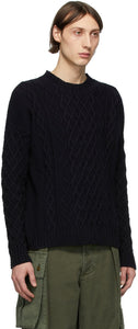 Loewe Navy Cable Knit Sweater