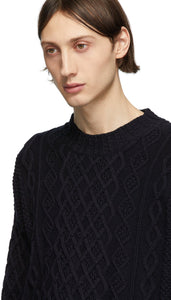 Loewe Navy Cable Knit Sweater