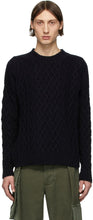 Loewe Navy Cable Knit Sweater - Pull en tricot de câble Loewe Navy - Loewe Navy 케이블 니트 스웨터