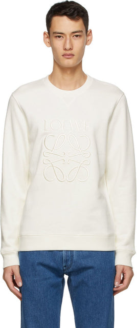 Loewe Off-White Anagram Embroidered Sweatshirt - Sweat-shirt brodé Anagram Brodé Anagram Blanc - Loewe Off-White Anagram 수 놓은 스웨터 셔츠