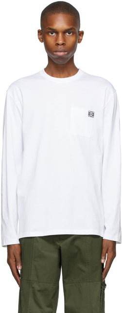 Loewe White Anagram Long Sleeve T-Shirt - T-shirt à manches longues en Anagram blanc Loewe - loewe 흰색 anagram 긴 소매 티셔츠
