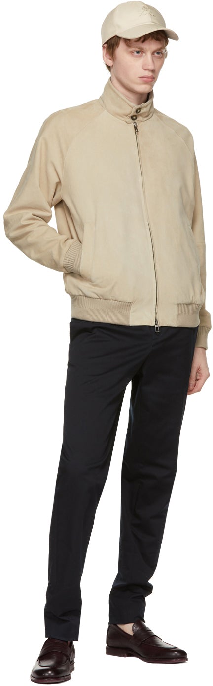 Loro Piana Beige Suede Bomber Jacket