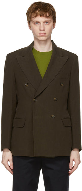 Loro Piana Brown Double-Breasted Blazer - Loro Piana Blazer brun à double boutonnage - Loro 피아나 갈색 더블 브레스트 블레이저