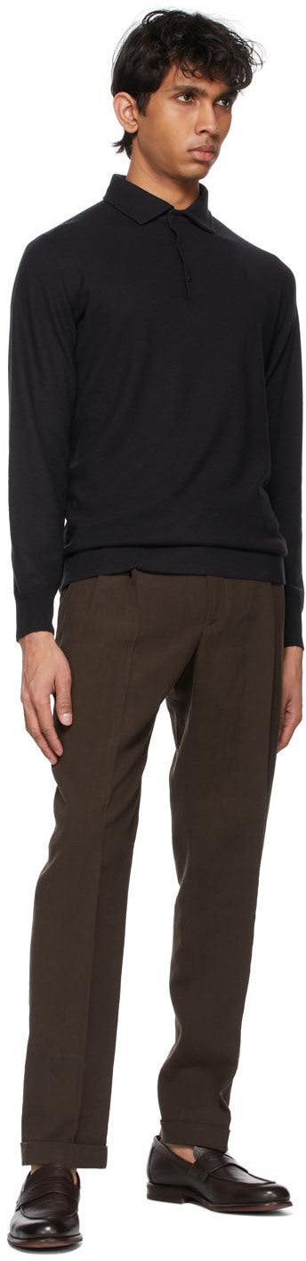 Loro Piana Brown Linen Two Pinces City Trousers