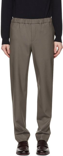 Loro Piana Grey Wool Leisure Flat Trousers - Pantalon plat de loisirs de loisure de laine grise de Loro Piana - 로로 피아나 회색 양모 레저 플랫 바지