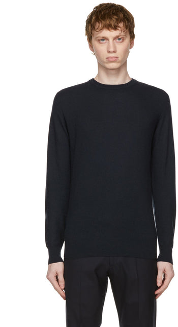 Loro Piana Navy Baby Cashmere Bryce Sweater - Loro Piana Navy Baby Cashmere Bryce Pull - 로로 피아나 네이비 아기 캐시미어 브라이스 스웨터