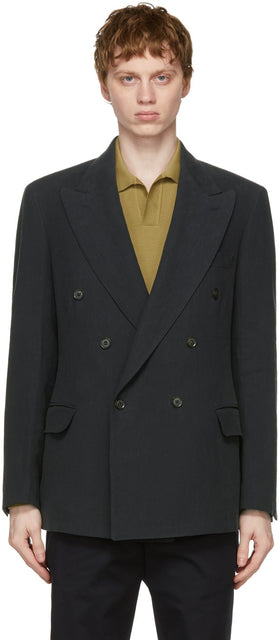 Loro Piana Navy Double-Breasted Blazer - Blazer à double boutonnage de Loro Piana Navy - 로로 피아나 해군 더블 브레스트 블레이저
