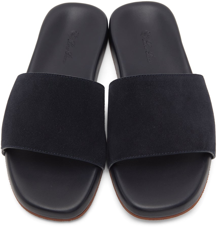 Loro Piana Navy Sea-Slide Walk Sandals