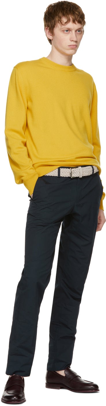 Loro Piana Navy Slim Pantaflat Trousers