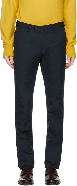 Loro Piana Navy Slim Pantaflat Trousers - Loro Piana Navy Slim Pantaflat Pantalons - 로로 피아나 네이비 슬림 팬터 플랫 바지