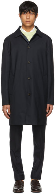 Loro Piana Reversible Navy Malden Coat - LORO PIANA Manteau de Malden bleu marine réversible - Loro Piana 가역적 인 해군 Malden 코트
