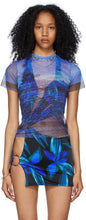 Louisa Ballou Blue Mesh Beach T-Shirt - T-shirt Louisa Ballou Ballou Beach Beach - Louisa Ballou 블루 메쉬 비치 티셔츠