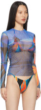 Louisa Ballou SSENSE Exclusive Blue Mesh Long Sleeve T-Shirt