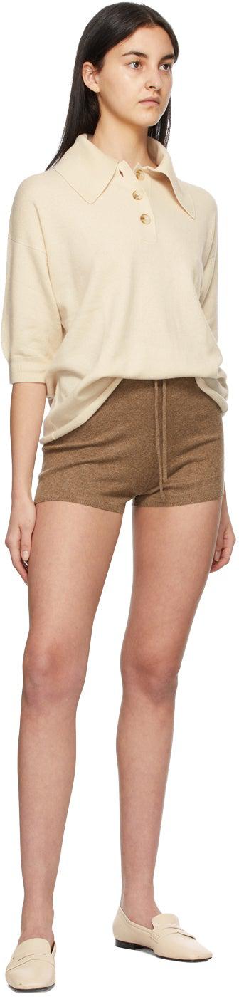 Loulou Studio Brown Cashmere Robben Shorts